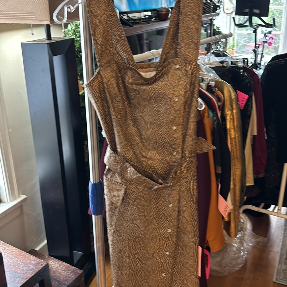 Nanushka Lorena Vegan Leather Belted Snake Effect Mini Dress. Size xs - Picture 6 of 10